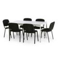 Orbis vergadermeubilair 6 stoelen 1 tafel zitting stof zwart stoelonderstel zwart blad lichtgrijs tafel HxBxD 750x1600x800 mm 183611