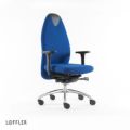 Orbis bureaustoel blauw beweeglijke zitting zitting H 430-530 mm hoofdsteun armleuningen aluminium voetkruis 184702