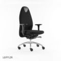 Orbis bureaustoel zwart beweeglijke zitting zitting H 430-530 mm hoofdsteun armleuningen aluminium voetkruis 184703