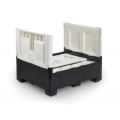 Orbis palletbox HxLxB 800x1200x1200 mm 880 L PE zwart-ivoorkleurig wanden gesloten legbord gesloten 4 voeten 215502