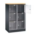 Orbis grootvolume-lockersysteem HxBxD 1370x820x500 mm 2x3 vakken cilinderslot sokkel romp RAL 7021 blad beuken 217992