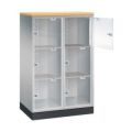 Orbis grootvolume-lockersysteem HxBxD 1370x820x500 mm 2x3 vakken cilinderslot sokkel romp RAL 9006 blad beuken 217994