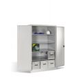 Orbis zwaarlastkast met openslaande deuren HxBxD 1950x1200x800 mm 4x stalen bodem cilinderslot romp RAL 7035 front RAL 7035 142345