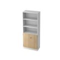 Orbis combikast HxBxD 2000x800x420 mm 5 ordnerhoogtes met dubbele vleugeldeur 3x houten vloer romp wit front eiken 220293