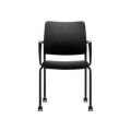 Orbis bezoekersstoel 4-voeten en 4 wielen zwart met armleuningen zitting zwart rug stof zwart 220869