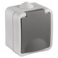 Q-Link contactdoos opbouw 1-voudig randaarde spatwaterdicht IP54 grijs 00.944.42