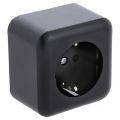 Q-Link contactdoos opbouw 1-voudig met kind-aanraakbeveiliging met randaarde zwart 00.945.42