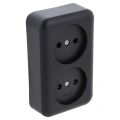 Q-Link contactdoos opbouw 2-voudig met kind-aanraakbeveiliging zwart 00.945.49