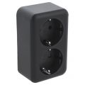 Q-Link contactdoos opbouw 2-voudig met kind-aanraakbeveiliging met randaarde zwart 00.945.50