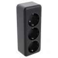 Q-Link contactdoos opbouw 3-voudig met randaarde langwerpig zwart 00.945.55