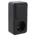 Q-Link contactdoos opbouw combinatie wissel zwart 00.945.68