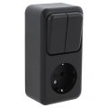 Q-Link contactdoos opbouw combinatie serie zwart 00.945.71