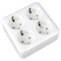 Q-Link contactdoos opbouw 4-voudig randaarde vierkant polarwit 00.947.76