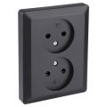 Q-Link contactdoos inbouw 2-voudig met kind-aanraakbeveiliging zwart 01.094.49