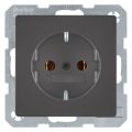 Berker Q1 contactdoos inbouw 1-voudig randaarde antraciet 66.045.42