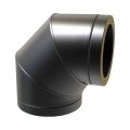 Nedco rookgasafvoer dubbelwandig diameter 80 mm bocht 90 graden zwart 68700401