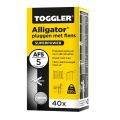 Toggler AF5-40 Alligator plug met flens AF5 diameter 5 mm doos 40 stuks wanddikte > 6,5 mm 91100400