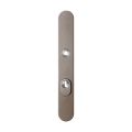 GPF Bouwbeslag Anastasius 9028.A3 veiligheids buitenschild smal SKG*** 257x35x11 mm afgerond met kerntrekbeveiliging PC72 massief Mocca blend GPF9028A3042