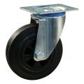 Protempo serie 01-12 zwenk transportwiel plaatbevestiging stalen gaffel PP velg standaard zwarte rubberen band 80 mm glijlager 201.081.126.000