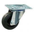 Protempo serie 01-13 zwenk transportwiel plaatbevestiging stalen gaffel PP velg standaard zwarte rubberen band 80 mm rollager 201.082.136.000