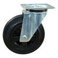 Protempo serie 01-91 zwenk transportwiel plaatbevestiging stalen gaffel PP velg standaard zwarte rubberen band 180 mm rollager 201.182.916.000