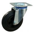 Protempo serie 01-12 zwenk transportwiel plaatbevestiging stalen gaffel PP velg standaard zwarte rubberen band 225 mm rollager 201.222.126.000