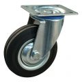 Protempo serie 02-12 zwenk transportwiel plaatbevestiging stalen gaffel wiel stalen velg standaard zwarte rubberen band 65 mm 202.064.126.000