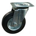 Protempo serie 02-91 zwenk transportwiel plaatbevestiging stalen gaffel wiel stalen velg standaard zwarte rubberen band 125 mm rollager 202.122.916.000