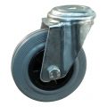 Protempo serie 11-91 zwenk transportwiel boutgat stalen gaffel PP velg standaard grijze rubberen band 100 mm rollager 211.102.910.000