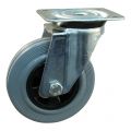 Protempo serie 11-91 zwenk transportwiel plaatbevestiging stalen gaffel PP velg standaard grijze rubberen band 160 mm rollager 211.162.916.000