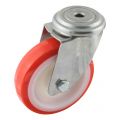 Protempo serie 27-31 zwenk transportwiel boutgat RVS gaffel witte PA velg rode TPU band ± 97 shore A 125 mm glijlager 227.121.310.012