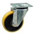 Protempo serie 28-11 zwenk transportwiel plaatbevestiging stalen gaffel gietijzeren velg PU band ± 94 shore A 250 mm kogellager 228.256.116.000