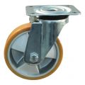 Protempo serie 29-91 zwenk transportwiel plaatbevestiging stalen gaffel aluminium velg PU band ± 94 shore A 100 mm kogellager 229.106.916.030