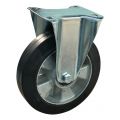 Protempo serie 10-12 bok transportwiel plaatbevestiging stalen gaffel aluminium velg zwarte elastische rubberen band ± 68 shore A 180 mm kogellager 310.186.126.000