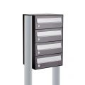 Allux Hive set postkast staal verzinkt gepoedercoat 1-breed 4-hoog op statief antraciet 40030065_1x4s