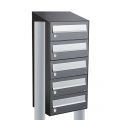 Allux Hive set postkast staal verzinkt gepoedercoat 1-breed 5-hoog met dak op statief antraciet 40030065_1x5ds