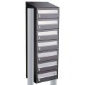 Allux Hive set postkast staal verzinkt gepoedercoat 1-breed 7-hoog met dak op statief antraciet 40030065_1x7ds