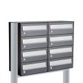 Allux Hive set postkast staal verzinkt gepoedercoat 2-breed 4-hoog op statief antraciet 40030065_2x4s