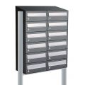 Allux Hive set postkast staal verzinkt gepoedercoat 2-breed 6-hoog met dak op statief antraciet 40030065_2x6ds