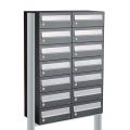 Allux Hive set postkast staal verzinkt gepoedercoat 2-breed 7-hoog op statief antraciet 40030065_2x7s