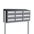 Allux Hive set postkast staal verzinkt gepoedercoat 3-breed 3-hoog met dak op statief antraciet 40030065_3x3ds