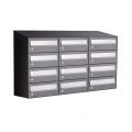 Allux Hive set postkast staal verzinkt gepoedercoat 3-breed 4-hoog met dak antraciet 40030065_3x4d