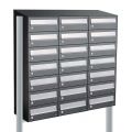 Allux Hive set postkast staal verzinkt gepoedercoat 3-breed 7-hoog met dak op statief antraciet 40030065_3x7ds