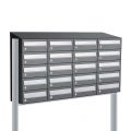 Allux Hive set postkast staal verzinkt gepoedercoat 4-breed 5-hoog met dak op statief antraciet 40030065_4x5ds