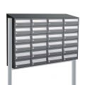 Allux Hive set postkast staal verzinkt gepoedercoat 4-breed 6-hoog met dak op statief antraciet 40030065_4x6ds