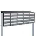 Allux Hive set postkast staal verzinkt gepoedercoat 5-breed 4-hoog met dak op statief antraciet 40030065_5x4ds