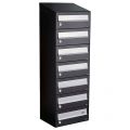 Allux Hive set postkast staal verzinkt gepoedercoat 1-breed 7-hoog met dak zwart 40030070_1x7d