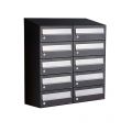 Allux Hive set postkast staal verzinkt gepoedercoat 2-breed 5-hoog met dak zwart 40030070_2x5d