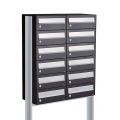 Allux Hive set postkast staal verzinkt gepoedercoat 2-breed 6-hoog op statief zwart 40030070_2x6s