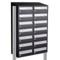 Allux Hive set postkast staal verzinkt gepoedercoat 2-breed 7-hoog met dak op statief zwart 40030070_2x7ds